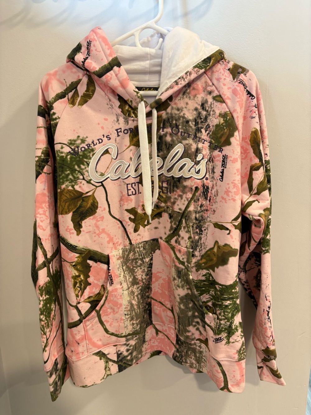 Cabela's Pink Camo Hoodie with Pink & Brown Leaf Print